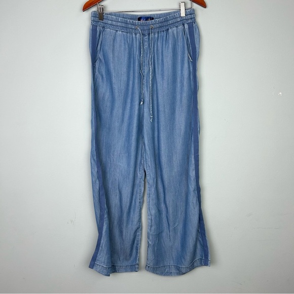NWT Francesca’s blue rain wide leg elastic waist pull on pants sz M lyocell blue - Picture 1 of 11